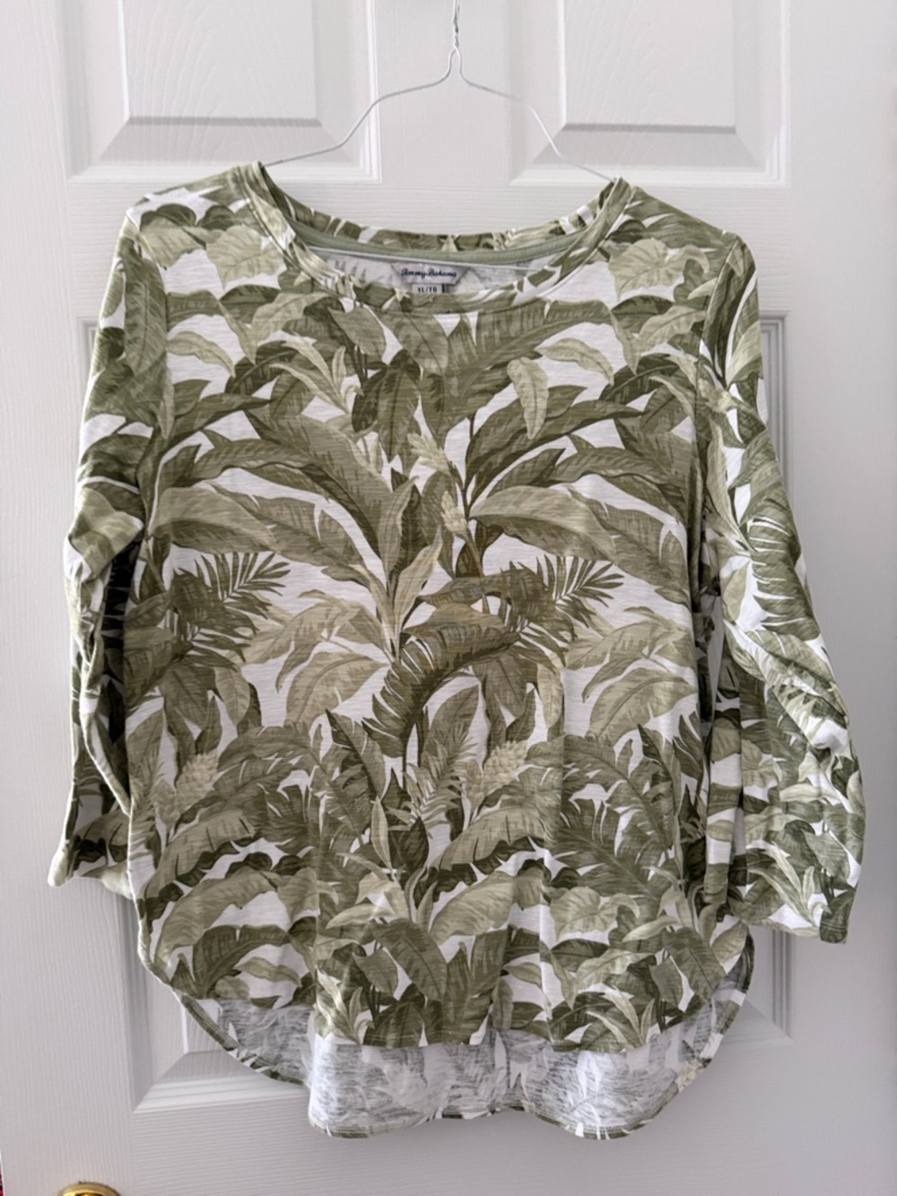 Tommy Bahama Olive & White Tropical Leaf Tunic